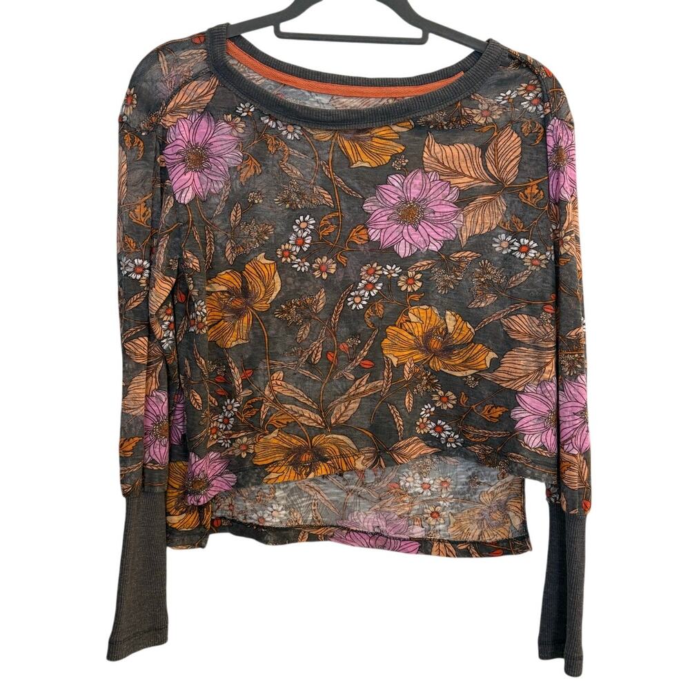 Anthropologie Pilcro Floral Boxy Heritage Pullover Burnout Top XS - Picture 4 of 7